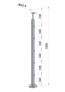 Nerezový sloup, vrchní kotvení, 5děrový průchozí