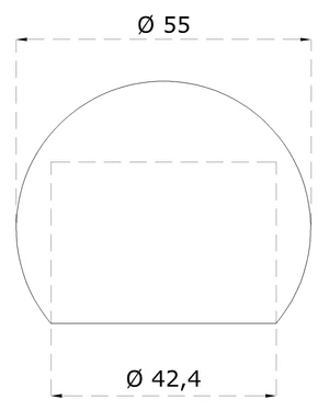 ukončenie madla na trubku ø 42.4mm, brúsená nerez K320 /AISI304 - slide 1