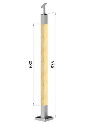 drevený stĺp, vrchné kotvenie, bez výplne, vrch nastaviteľný (40x40mm), materiál: buk, brúsený povrch s náterom BORI (bezfarebný) - slide 0