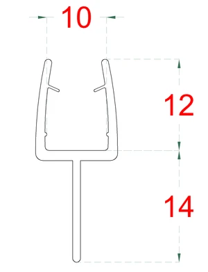 plastové tesnenie na sklo 10mm, medzi sklenené dvere a stenu alebo podlahu, 2200mm - slide 1