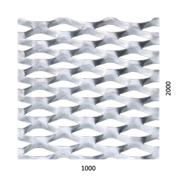 Tahokov Zn kosočtvorcové oko: 62 x 25 mm, můstek: 9 mm (1000x2000 x 1,5 mm)