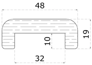 Dřevěný profil (48x19 mm / L: 3000 mm), materiál: buk, broušený povrch bez nátěru, balení: PVC fólie, průběžný materiál - slide 1
