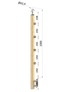 dřevěný sloup, boční kotvení, 4 řadový, průchozí, vnitřní, vrch nastavitelný, (40x40mm), materiál: buk, broušený povrch bez nátěru