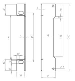 Set - dorazová kazeta pravá/ľavá EZK310 (260x30x30 mm) + elektrický zámok EZ332 s lištou - slide 2