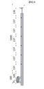 nerezový stĺp, bočné kotvenie, 6 dierový koncový, ľavý, vrch pevný (ø 42.4x2mm), brúsená nerez K320 /AISI316