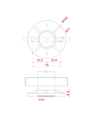 Nerezový sloup, vrchní kotvení, 5 děrový průchodný, vrch nastavitelný (ø 42,4x2 mm), broušená nerez K320 / AISI316 - slide 3