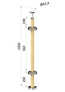 drevený stĺp, vrchné kotvenie, výplň: sklo, rohový: 90°, vrch pevný (ø 42mm), materiál: buk, brúsený povrch s náterom BORI (bezfarebný)