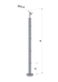 nerezový stĺp, vrchné kotvenie, 4 dierový, koncový, vrch nastaviteľný (ø 42.4x2mm), brúsená nerez K320 /AISI304