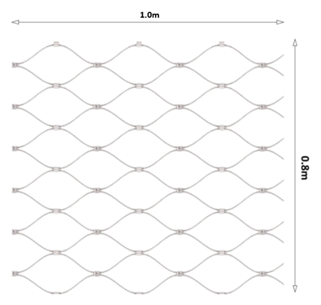 Lanková sieť 0,8 x 1 m, oko 50 x 50mm, ø2 mm, AISI 316