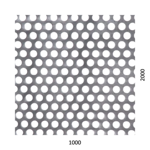 Dierovaný plech kruhový presadený Zn, otvor: ø 10mm, rozteč: 15mm, (1000x2000x1mm) - slide 0