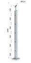 Nerezový sloup, vrchní kotvení, 5děrový koncový