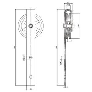 Systém pro posuvné dveře, pozinkované, L=2000 mm, RAL 9005 matná černá barva - slide 3