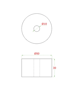 Prechod na vymedzenie vzdialenosti, ø 50mm /ø 10mm /L: 30mm, brúsená nerez K320 /AISI304, bal: 1ks - slide 1