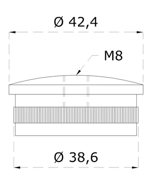 Spodek držáku madla (závit M8) na trubku ø 42,4 mm, leštěná nerez / AISI304 - slide 1
