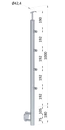 nerezový stĺp, bočné kotvenie, 4 radový priechodný, vonkajší, vrch pevný (ø 42.4x2mm), brúsená nerez K320 /AISI316