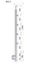 Nerezový sloup, boční kotvení, 4řadový průchozí
