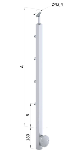 Nerezový sloup, boční kotvení, 4řadový průchozí, vnější