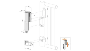 LOCINOX® TIGER záves so zabudovaným zatváračom pre brány do 75 kg / 1.1 m, otvarateľný do 180° - slide 1
