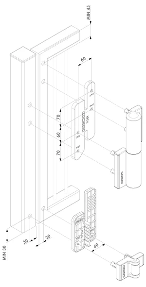LOCINOX® TIGERDRILL montážna súprava pre montáž zatvárača TIGER a závesu PUMA - slide 1