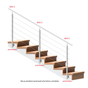 Nerezový sloup, boční kotvení, bez výplně, 5řadový - slide 2