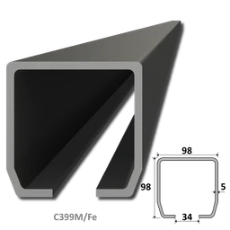 C profil MEDIO 98x98x5mm černý, pro samonosný systém, délka 1-6m