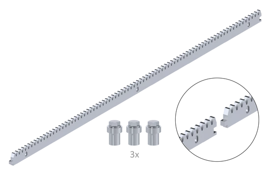 Hřeben kovový 30 x 8 mm, L-1000 mm, M4, 3x úchyt+šrouby, pozinkovaný se zámkem