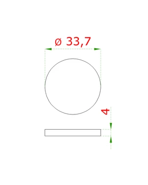 Ukončení-krytka (ø33,7 mm / H: 4 mm), broušená nerez K320 / AISI304 - slide 1