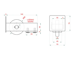 Samonosný systém 70x70x4 mm pro posuvné brány do 200 kg / 4,5 m otvor (W39/70Fe 6 m černý profil, 1x W-SET70/F) - slide 3