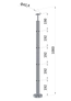 nerezový stĺp, vrchné kotvenie, 4 dierový rohový: 90°, vrch pevný (ø 42.4x2mm), leštená nerez /AISI304