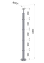 nerezový stĺp, vrchné kotvenie, 4 dierový rohový: 90°, vrch pevný (ø 42.4x2mm), leštená nerez /AISI304