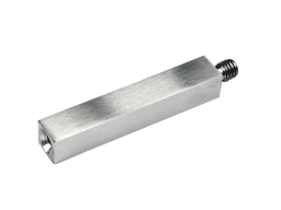 Čep čtvercový (vnější závit M8 - vnitřní závit M6, 12x12 mm / L: 68 mm), plný materiál, broušená nerez K320 / AISI304