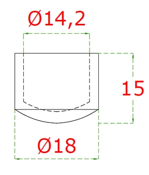 ukončenie na trubku ø 14mm, brúsená nerez K320 /AISI304 - slide 1