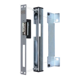 Set - dorazová kazeta pravá/lavá EZK310 (260x30x30 mm) + elektrický zámok EZ332 s lištou vhodná na rozteč zámku 90mm aj 72mm