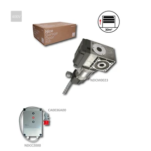 TOTMAN sada pre priemyselnú sekcionálnu bránu do 30m2, 1x NDCM0199 (400V, 100Nm), 1x NDCC2000,1x CA0175A00 7m, 5m reťaz, ,1x CEE, elektrické koncové dorazy priemer otvoru pre hriadeľ je 25mm - slide 0