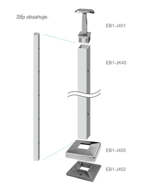 Nerezový sloup, vrchní kotvení, 5děrový průchozí - slide 3