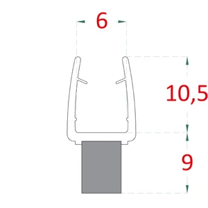 plastové tesnenie na sklo 6mm, medzi sklenené dvere a stenu alebo podlahu, 2200mm - slide 1