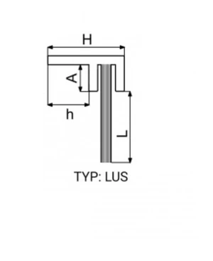 Hliníková těsnící lišta s kartáčem, H = 16 mm, h = 6 mm, L = 14 mm (délka vlasce), A = 5 mm, celková délka 1000mm - slide 1