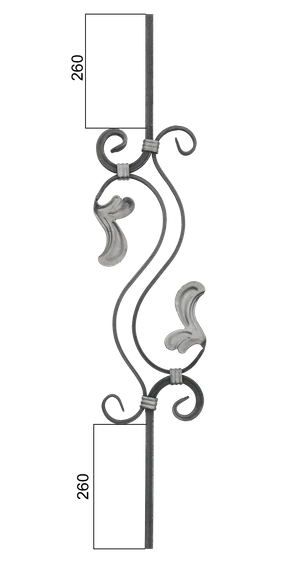 Tyč L 960mm, materiál 12x12mm, ornament 440x150mm - slide 1