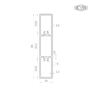 Profil na výplň 80x16x6000 mm, materiál EN AW-6060 T66, přírodní hliník bez povrchové úpravy, cena za KUS - slide 1