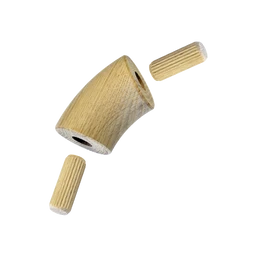 drevený spojovací oblúk (ø 42mm /45°), materiál: dub, brúsený povrch bez náteru