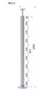 nerezový stĺp, vrchné kotvenie, 8 dierový na lanko, rohový: 90°, vrch pevný (ø 42.4x2mm), brúsená nerez K320 /AISI304