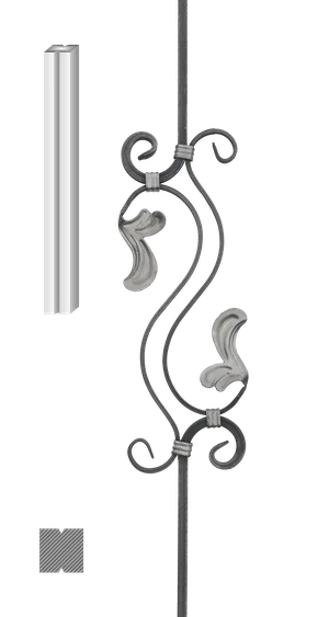 Tyč L 960mm, materiál 12x12mm, ornament 440x150mm - slide 0
