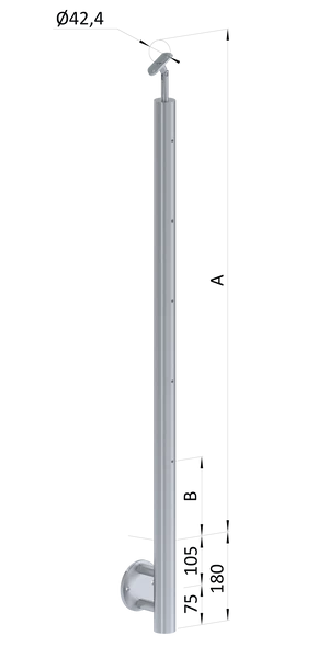 Nerezový stĺp, bočné kotvenie, 5 radový M6, vonkajší, vrch nastaviteľný - slide 0