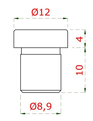 Ukončenie na trubku ø12mm, plný materiál, AISI304 - slide 1