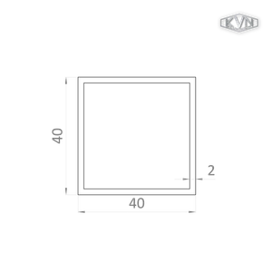 Hliníkový jekl 40x40x2 mm, délka 6000 mm, materiál EN AW-6060 T66, přírodní hliník bez povrchové úpravy, cena za KUS - slide 1