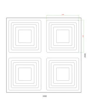 Plech oceľový pozinkovaný DX51D, rozmer 2000x1000x1,2mm +/- 0.5%, lisovaný vzor - ŠTVOREC 145x145mm, 3D efekt - slide 1