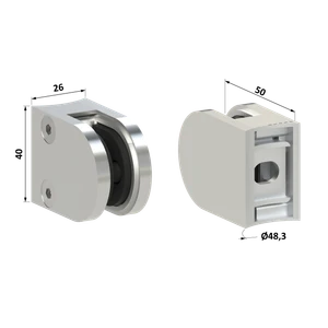 Svorka na trubku ø48.3mm, sklo 6-10.76mm, brúsená AISI304 - slide 2