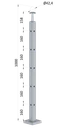 Nerezový sloup, vrchní kotvení, 5děrový rohový