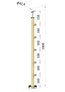 drevený stĺp, vrchné kotvenie, 5 radový, priechodný, vrch pevný (ø 42mm), materiál: buk, brúsený povrch s náterom BORI (bezfarebný)