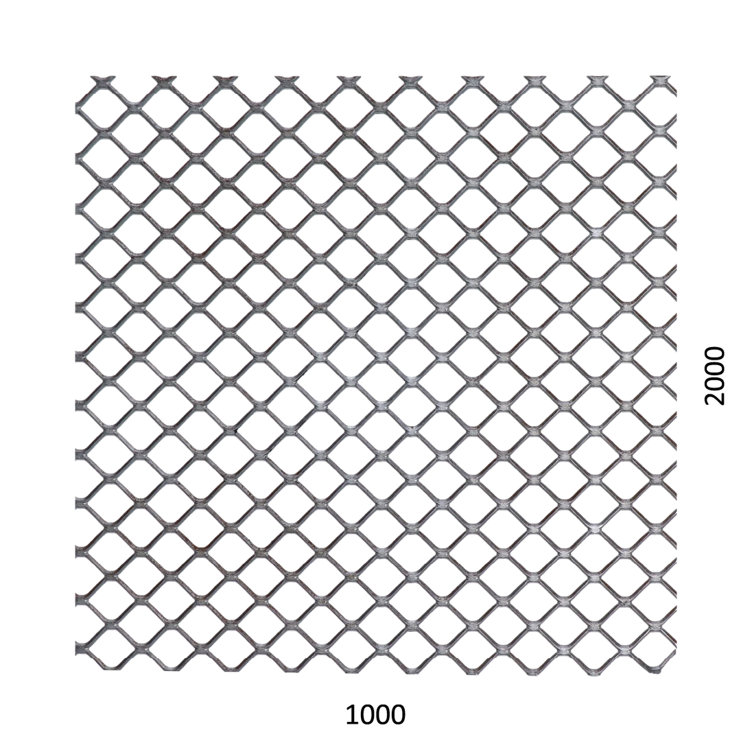 Tahokov Fe čtvercové oko: 20x15 mm, můstek: 1,7 mm (1000x2000x1,5 mm)
